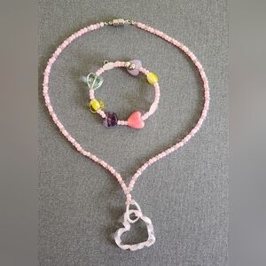 Pink Heart Kids Jewelry Set